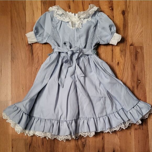 NWT Mangostice Girls' Ruffle Detail Dress- Blue - Picture 6 of 7